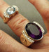 Solid gold and solid sterling silver rings with gemstones, diamonds and Khanda / Adi Shakti symbols